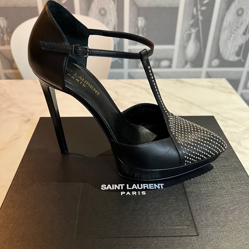 Saint Laurent Black platform shoes.
